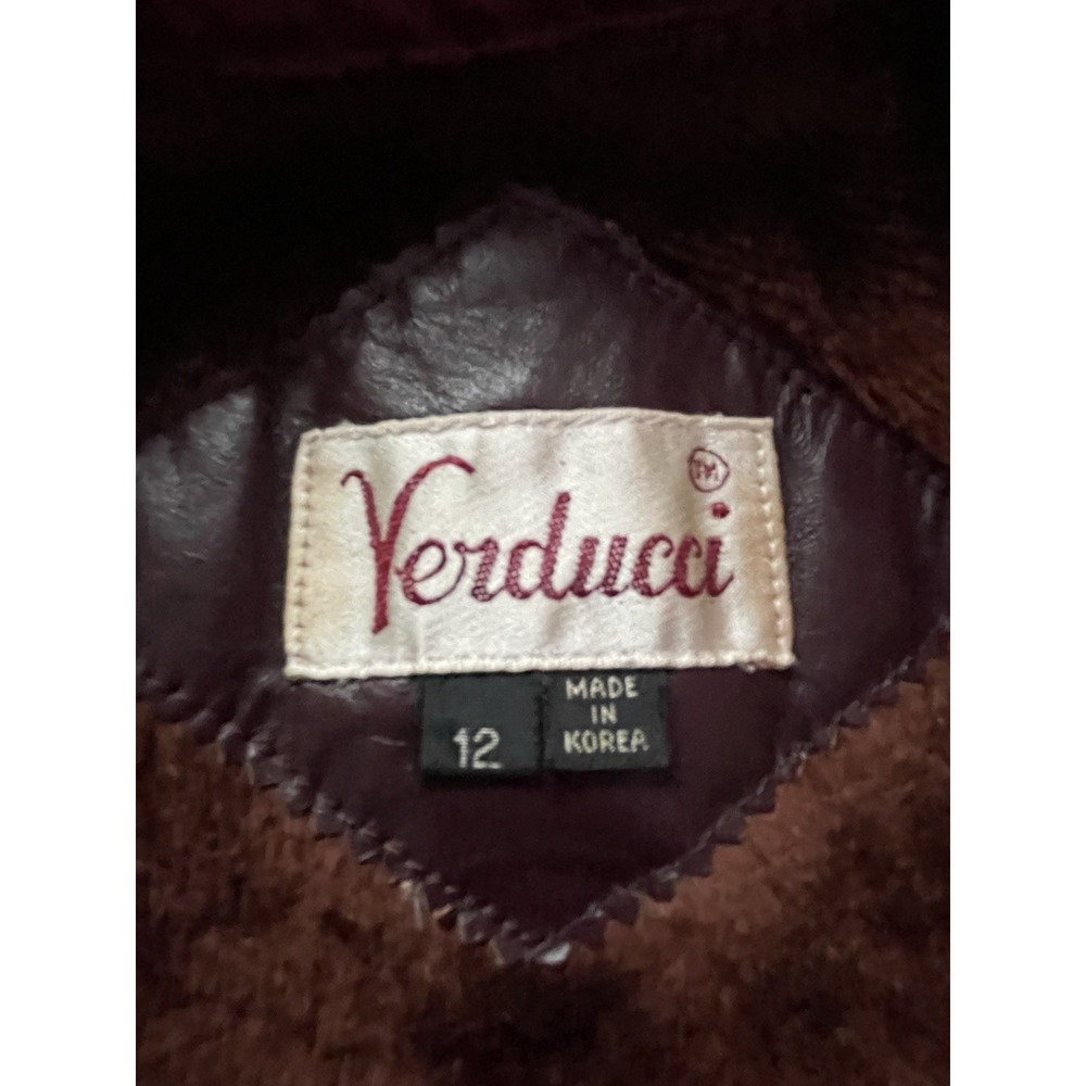 Vintage Verducci Women's Oxblood Leather‎ Moto Bomber Jacket Shearling Quilted - Picture 3 of 14